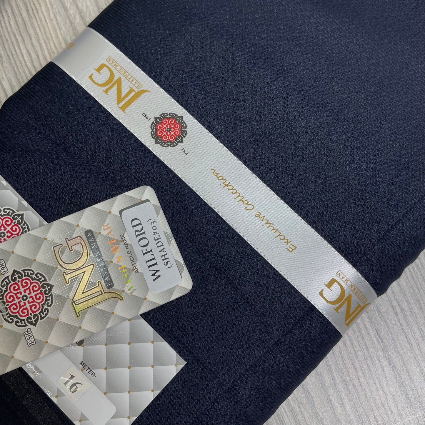 J N G Wilford Self Design Wash Wear Navy Blue Summers