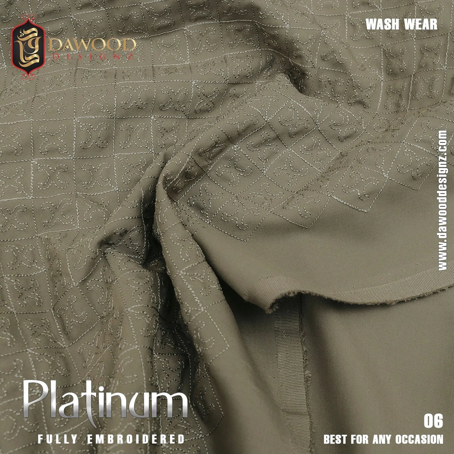 Platinum Fully Embroidered Wash Wear DawoodDesignzinternational