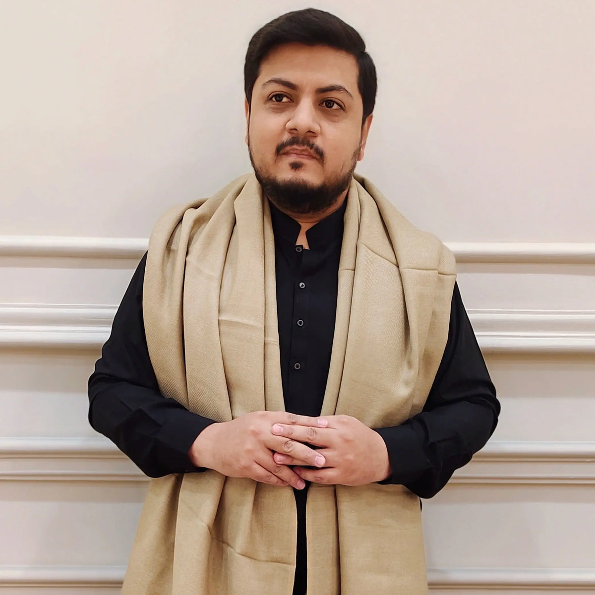 Skin Color Wool Wool Shawl Khaki/Skin Color - DawoodDesignzinternational
