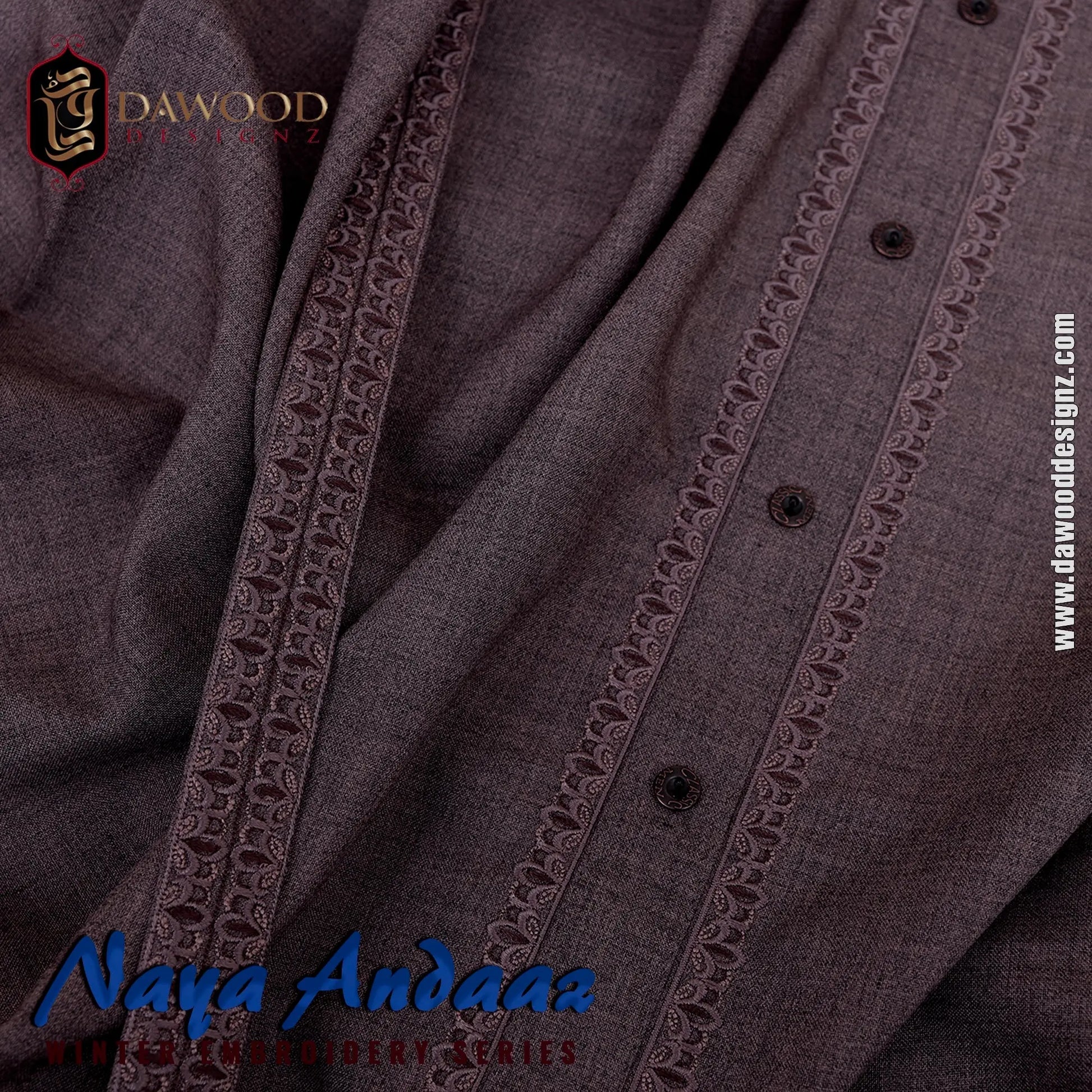 Naya Andaaz Winter Embroidery Series 01 Pink Brown DawoodDesignzinternational