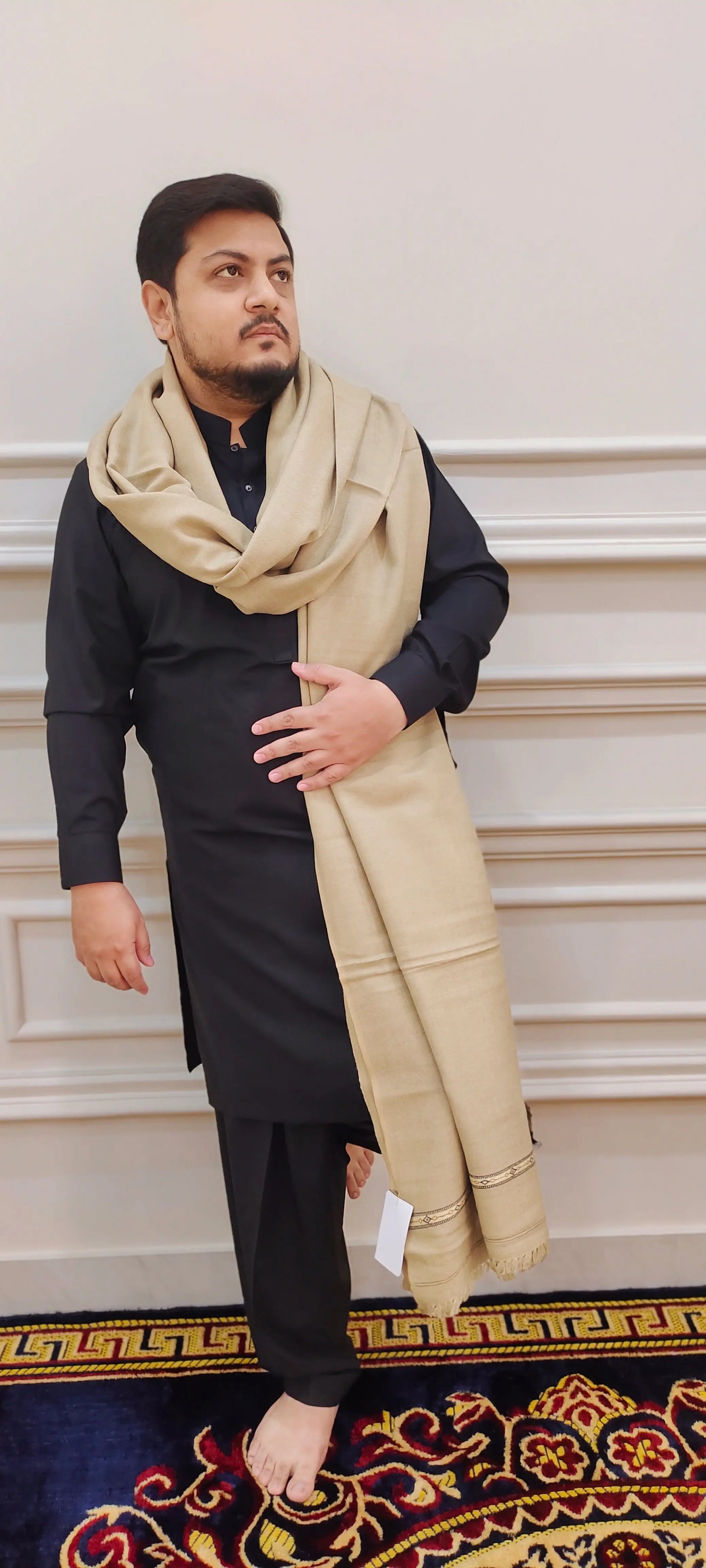 Wool Shawl Khaki/Skin Color DawoodDesignzinternational