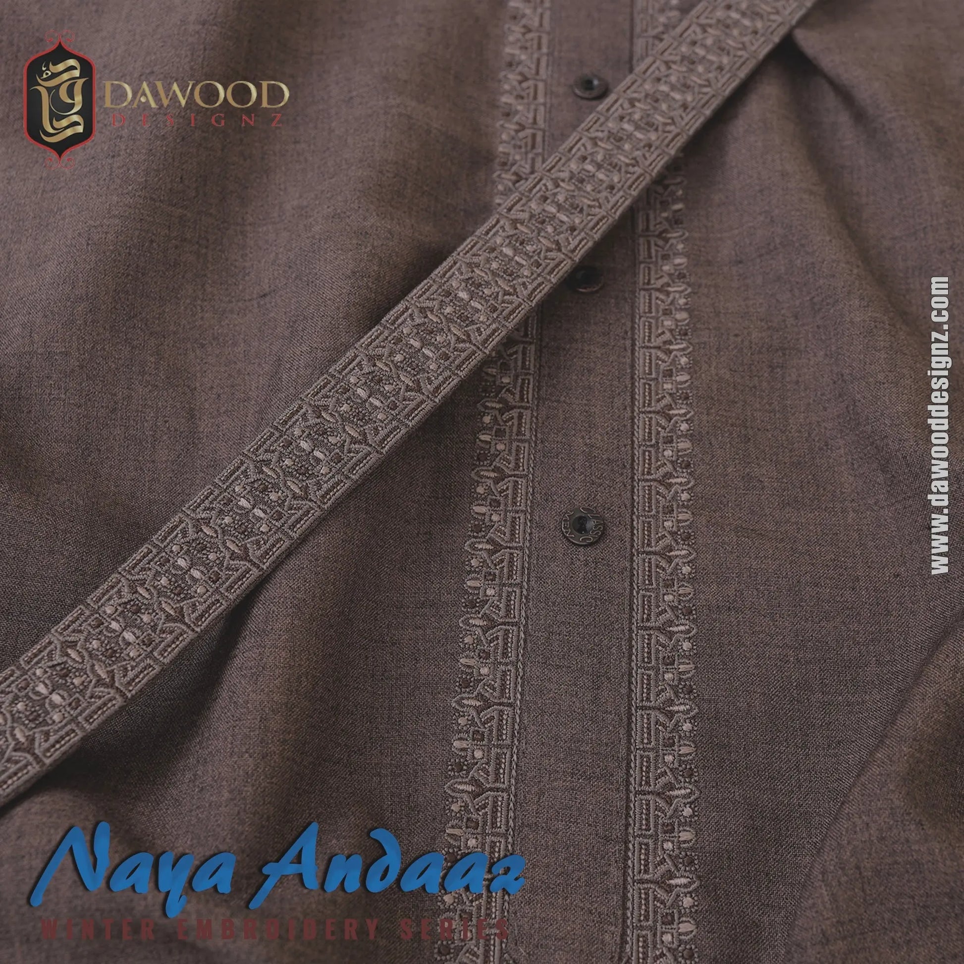 Naya Andaaz Winter Embroidery Series 05 Light Brown DawoodDesignzinternational