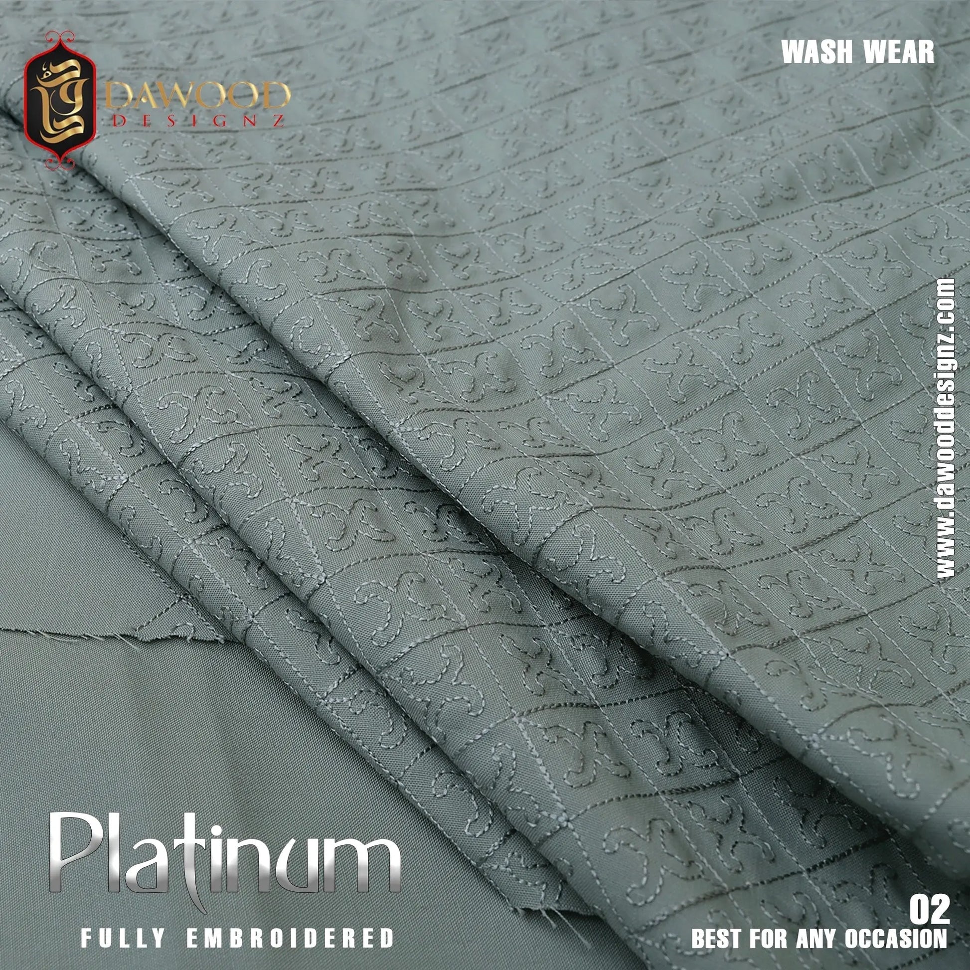 Platinum Fully Embroidered Wash Wear DawoodDesignzinternational