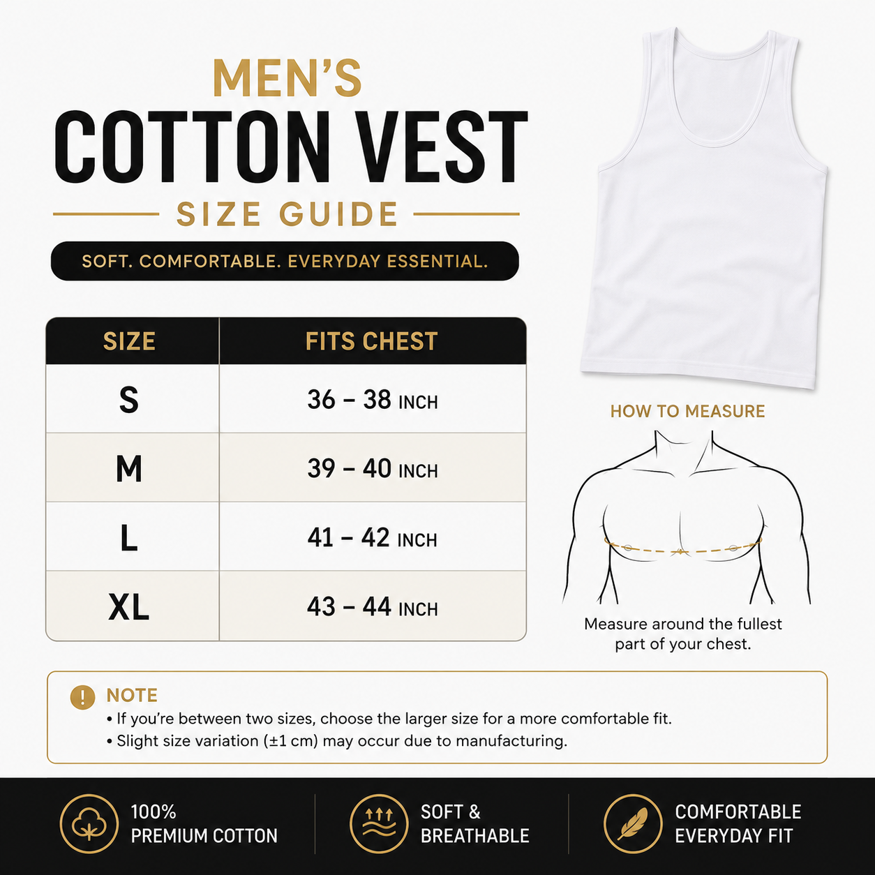 Men's Premium Cotton Vests Sleeveless