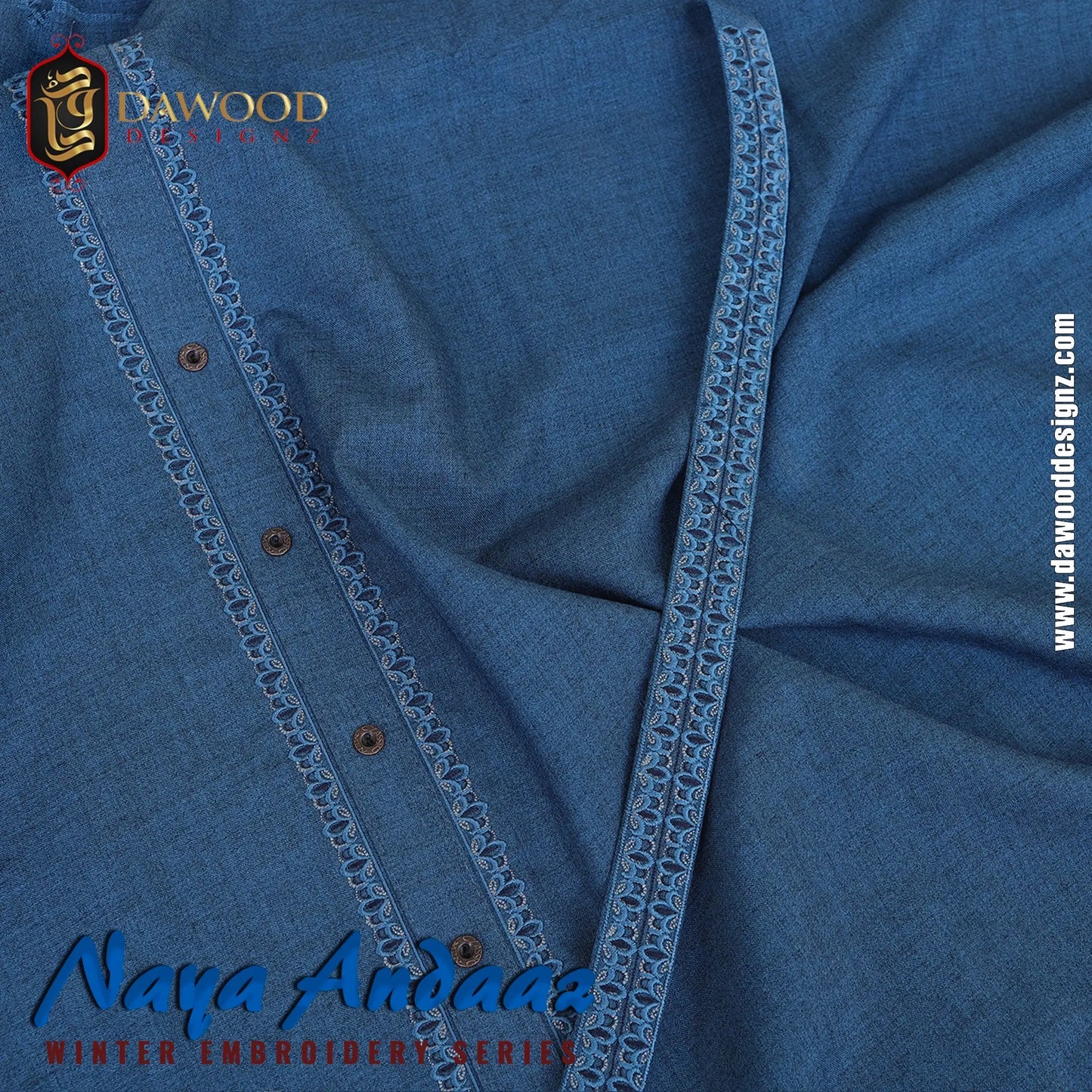 Naya Andaaz Winter Embroidery Series 02 Blue DawoodDesignzinternational