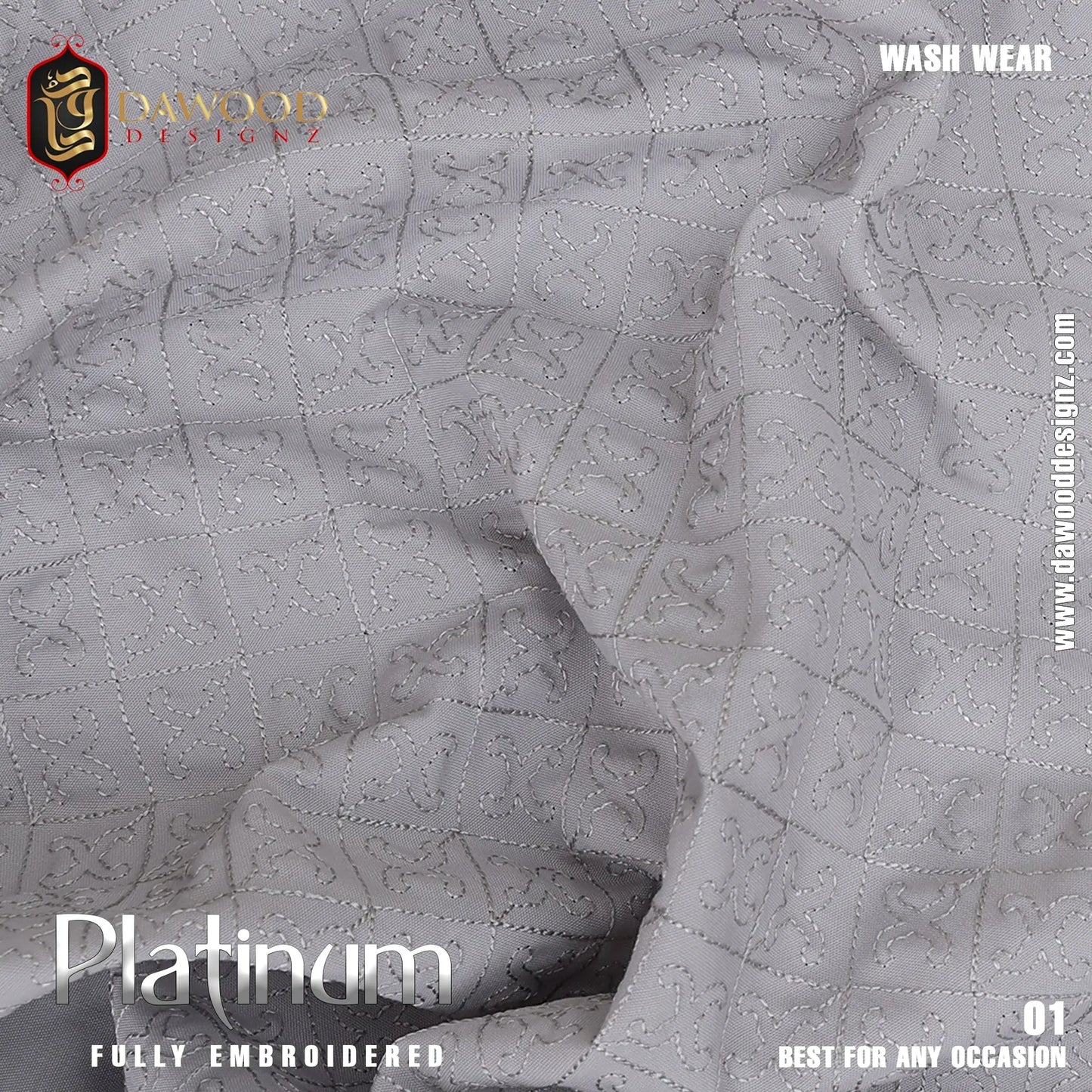 Platinum Fully Embroidered Wash Wear DawoodDesignzinternational