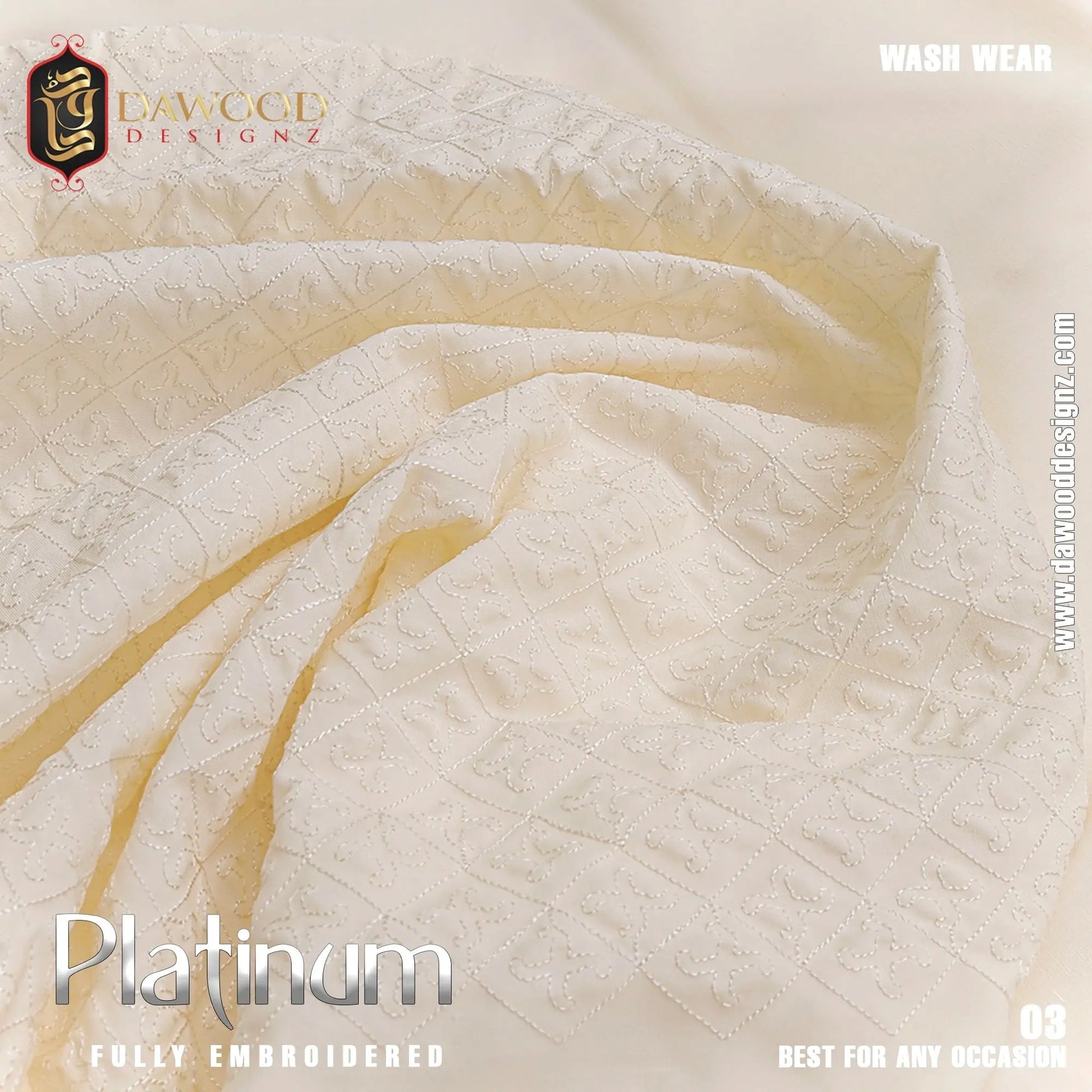 Platinum Fully Embroidered Wash Wear DawoodDesignzinternational