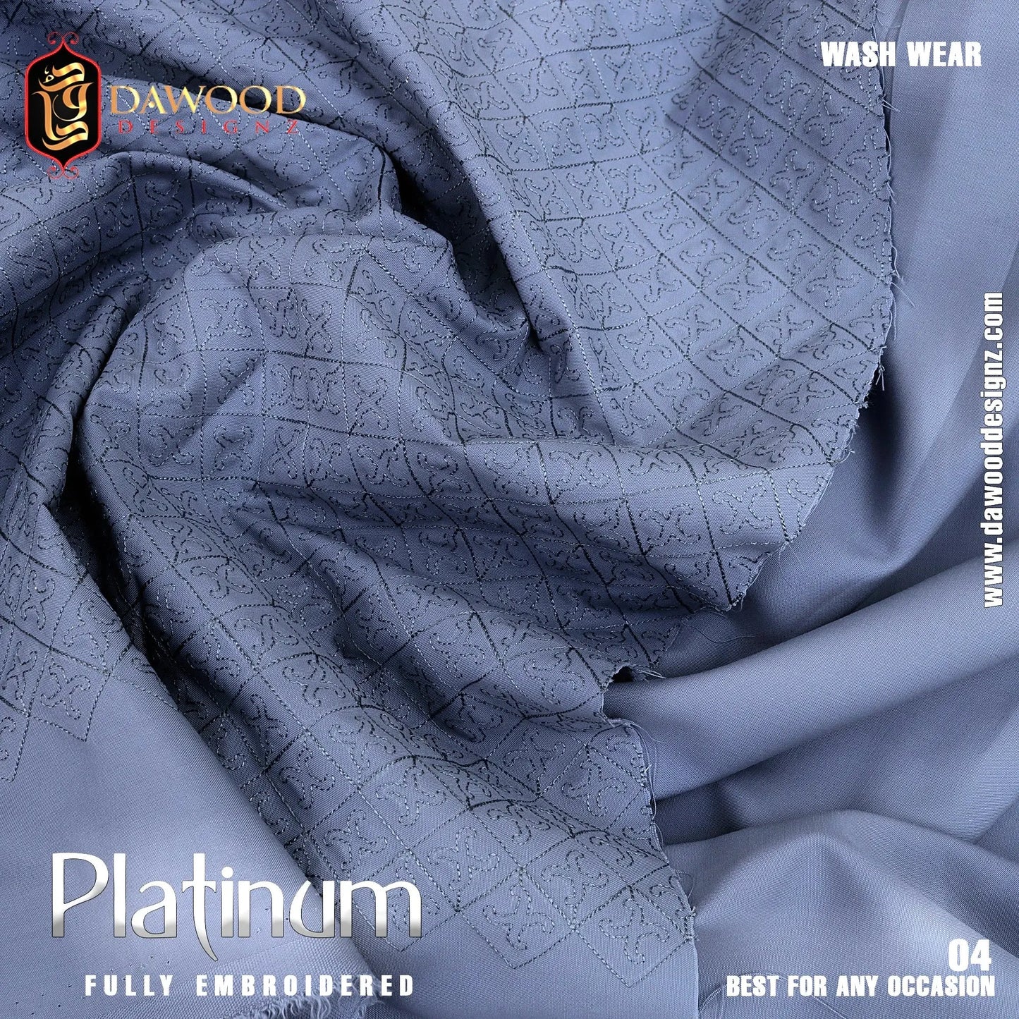 Platinum Fully Embroidered Wash Wear DawoodDesignzinternational