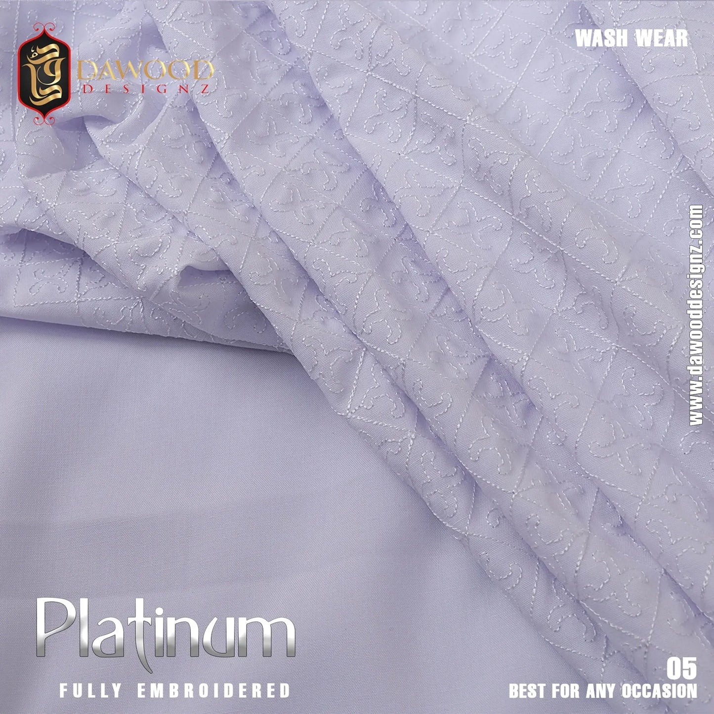 Platinum Fully Embroidered Wash Wear DawoodDesignzinternational