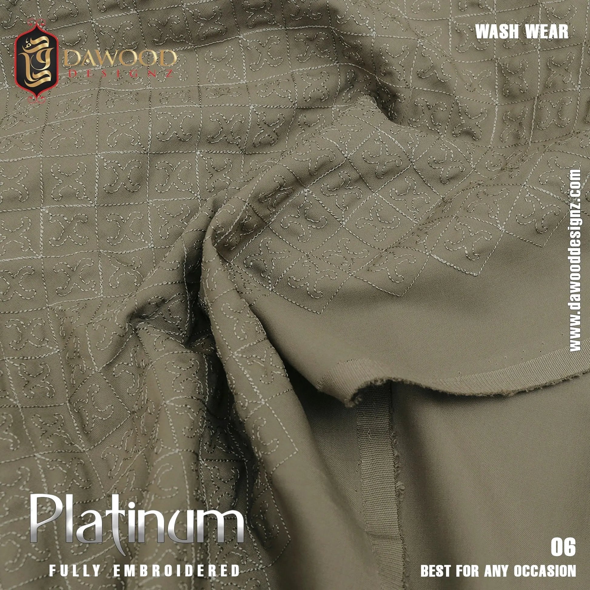 Platinum Fully Embroidered Wash Wear DawoodDesignzinternational