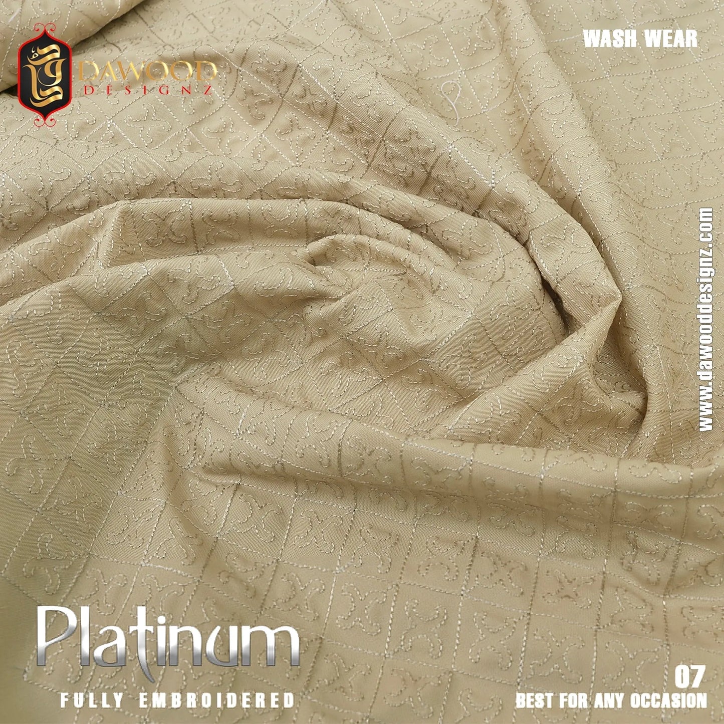 Platinum Fully Embroidered Wash Wear DawoodDesignzinternational