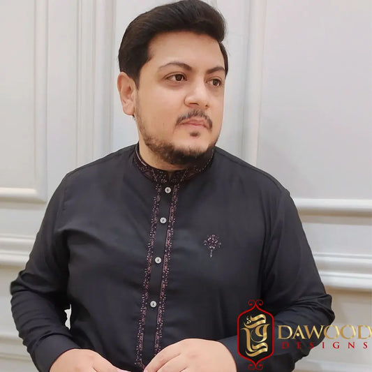 Jalwa Suiting Special Black Embroidered Wash Wear DawoodDesignzinternational